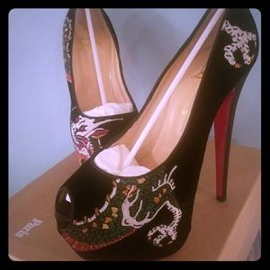 Christian Louboutin Black Velvet Dragon Tattoo 160